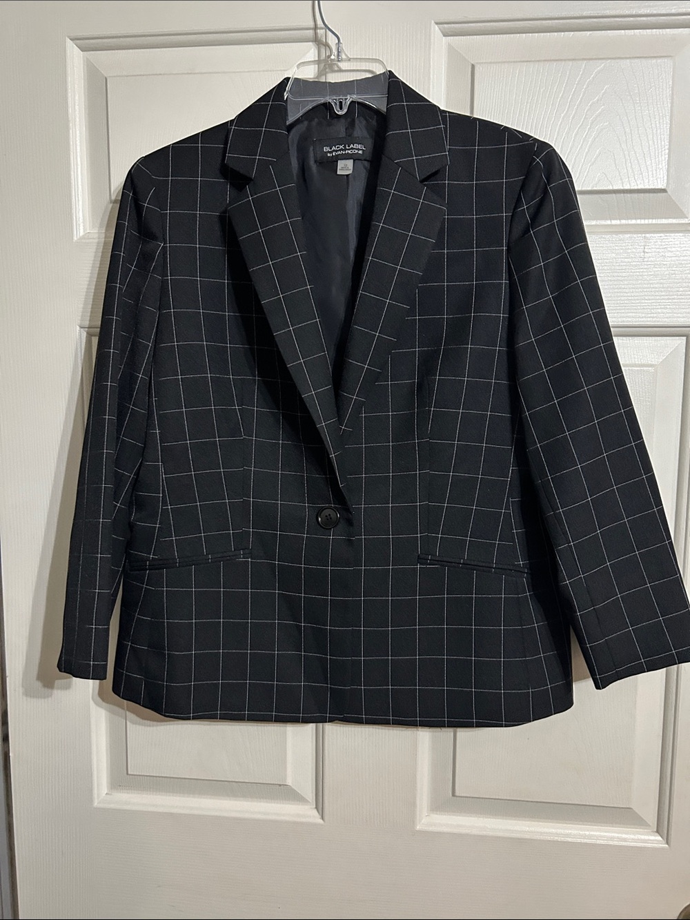 Black Label Black Windowpane Single-Button Blazer